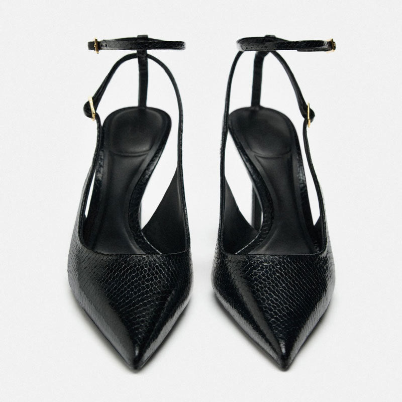Textured Slingback Stiletto Heels