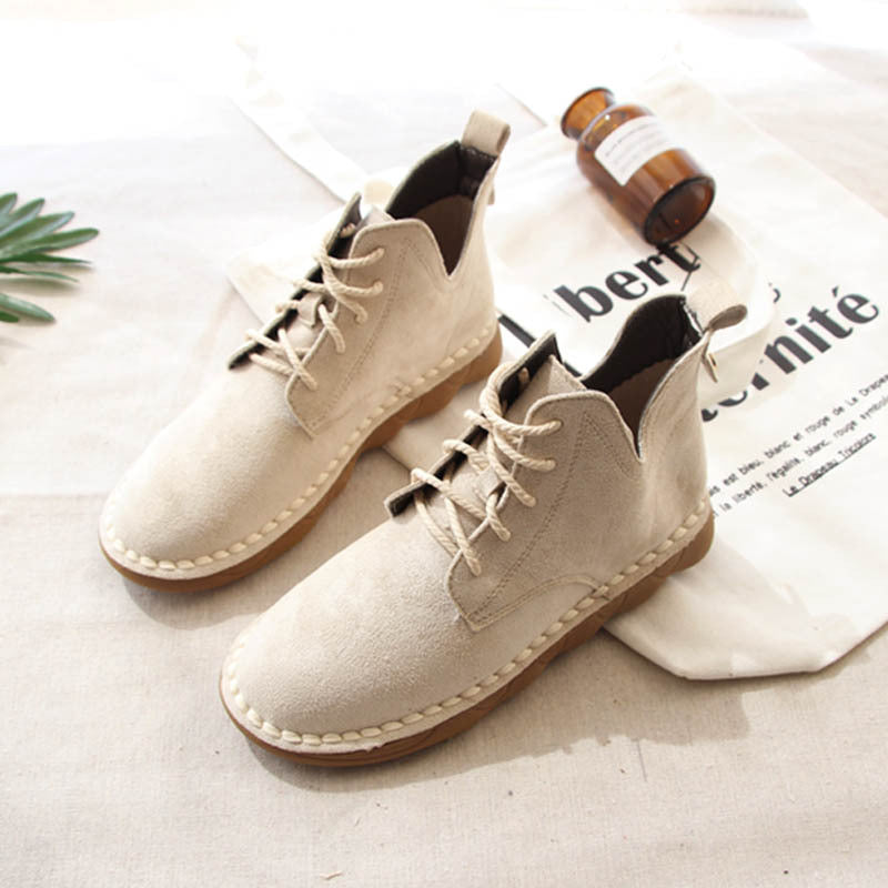 Suede Lace-Up Boots – Black, Brown, Khaki & Beige
