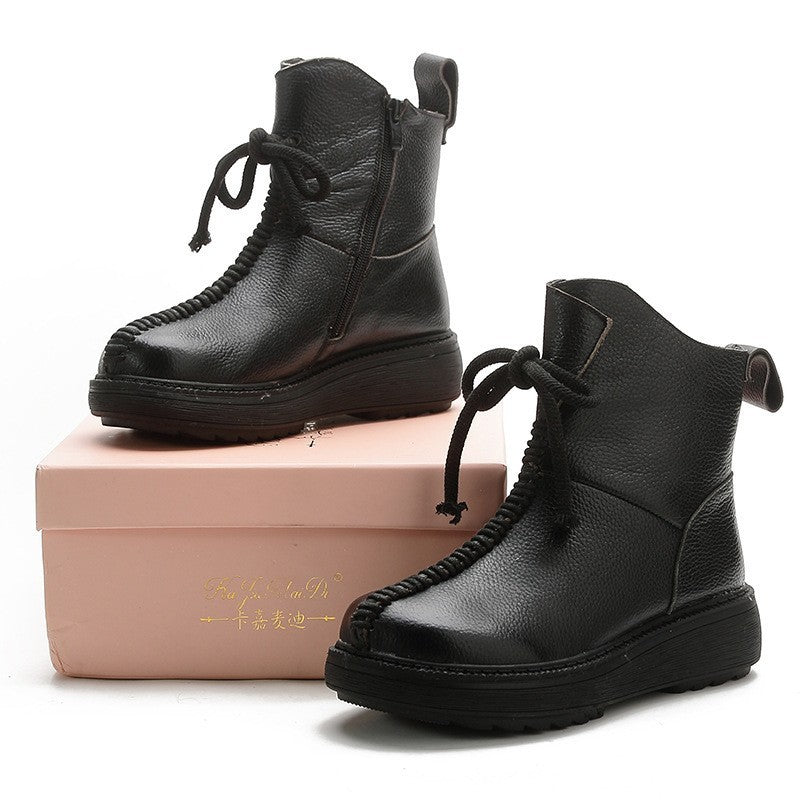 Premium Winter Cowhide Fur Boots