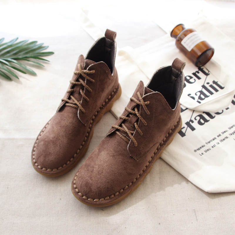 Suede Lace-Up Boots – Black, Brown, Khaki & Beige