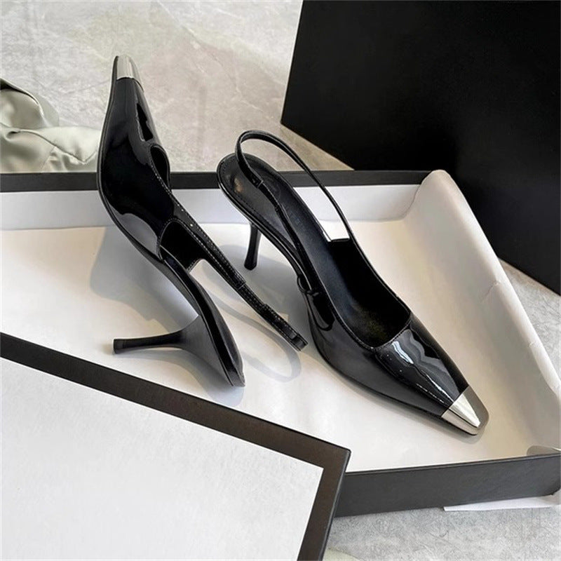Metallic Cap-Toe Slingback Pumps