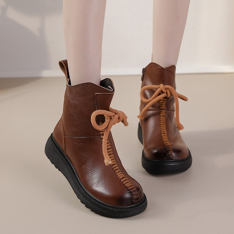 Premium Winter Cowhide Fur Boots