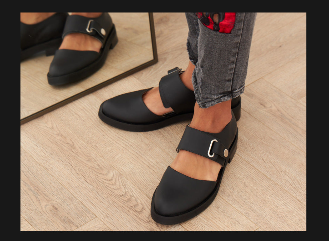 Modern Buckle Strap Flats – Black & White