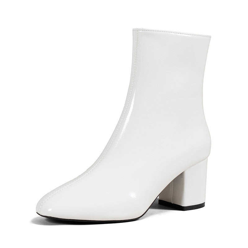 Elegant Block Heel Ankle Boots with Side Zipper
