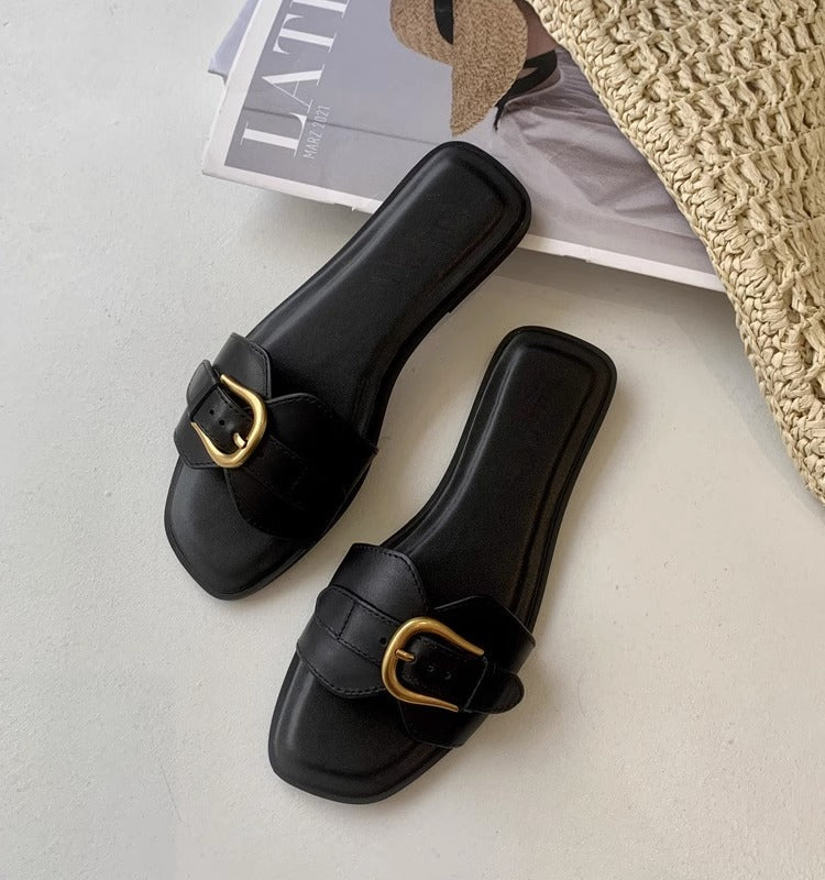 Buckle Strap Flat Sandals