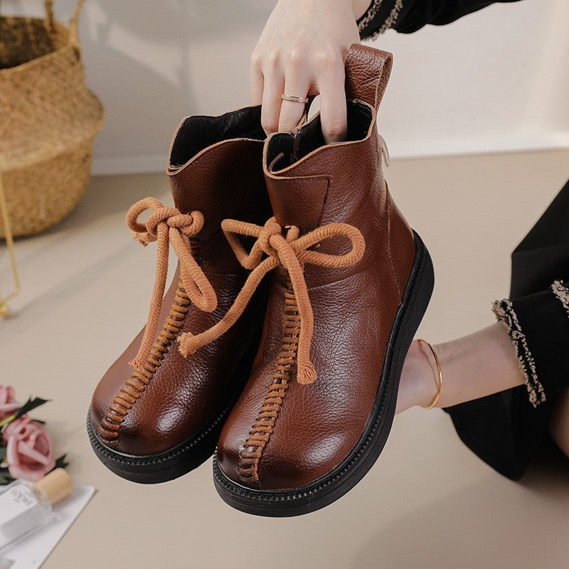 Premium Winter Cowhide Fur Boots