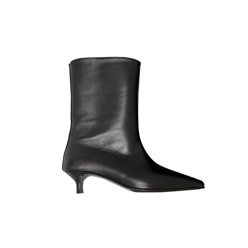 Pointed-Toe Kitten Heel Ankle Boots