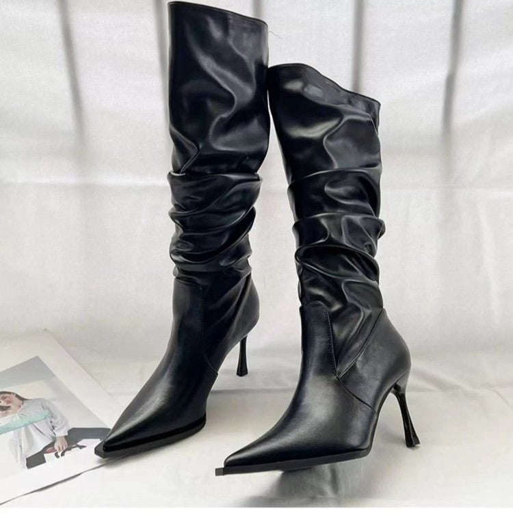 Slouchy Stiletto Knee-High Boots