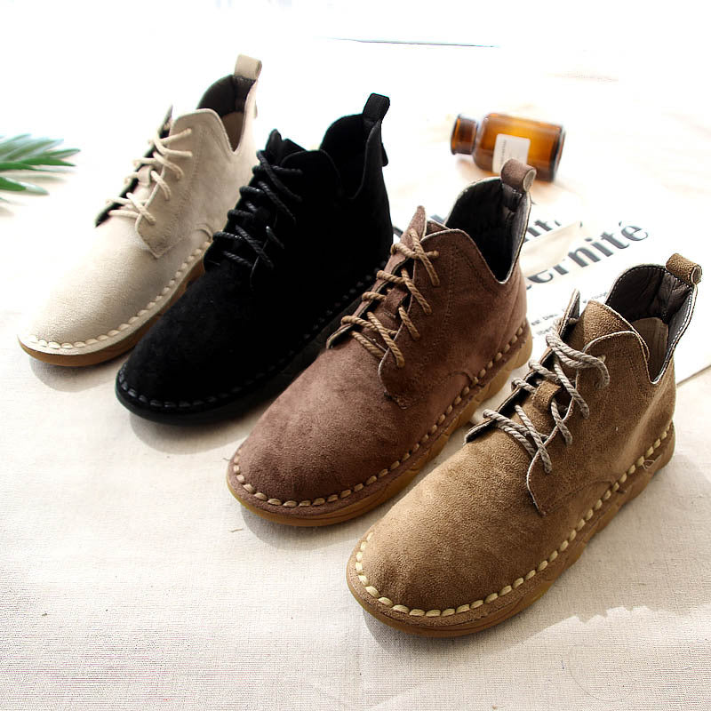 Suede Lace-Up Boots – Black, Brown, Khaki & Beige