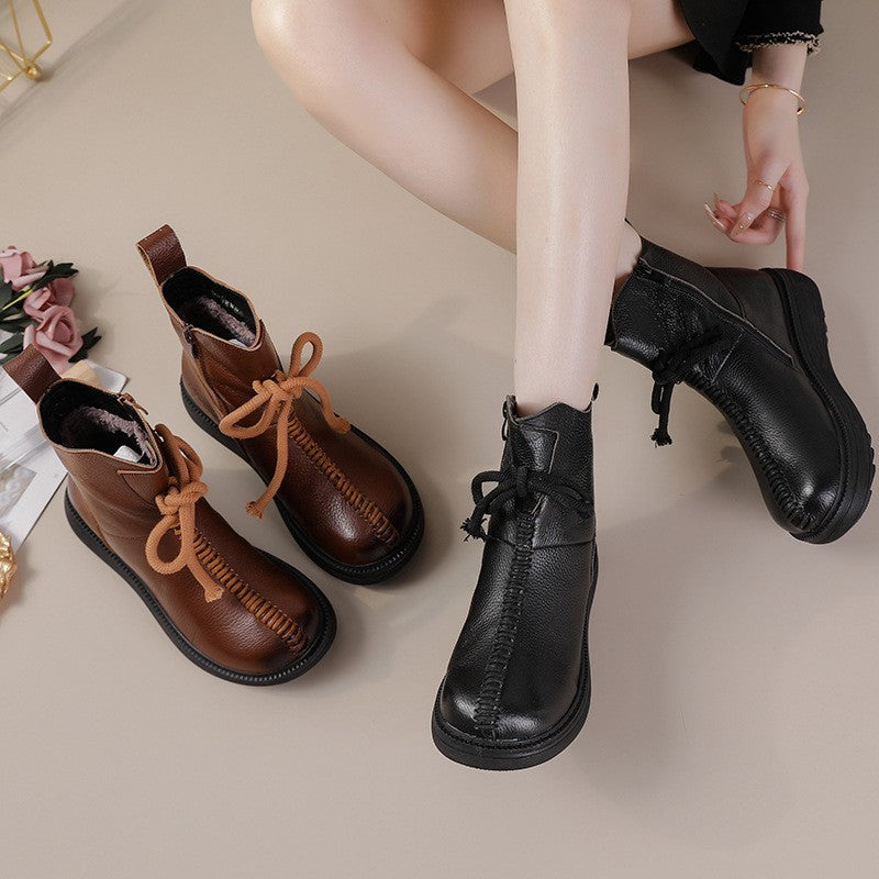 Premium Winter Cowhide Fur Boots