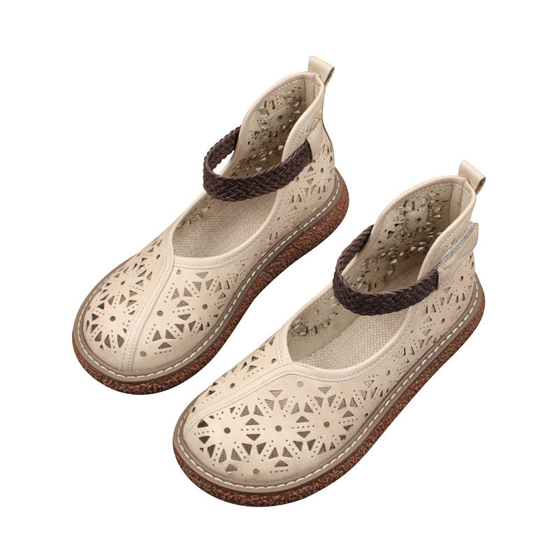 Vintage Cutout Leather Flats