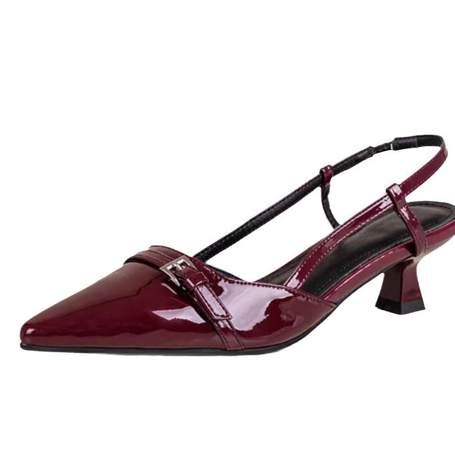 Pointed Slingback Flats with Buckle Detail