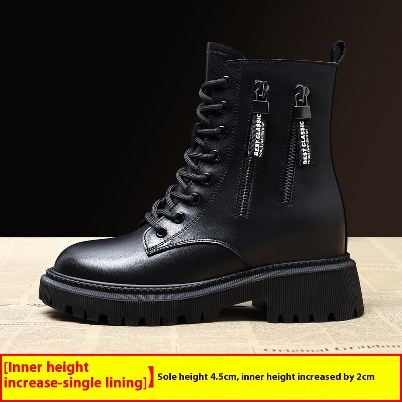 Chunky Lace-Up Ankle Boots with Zipper