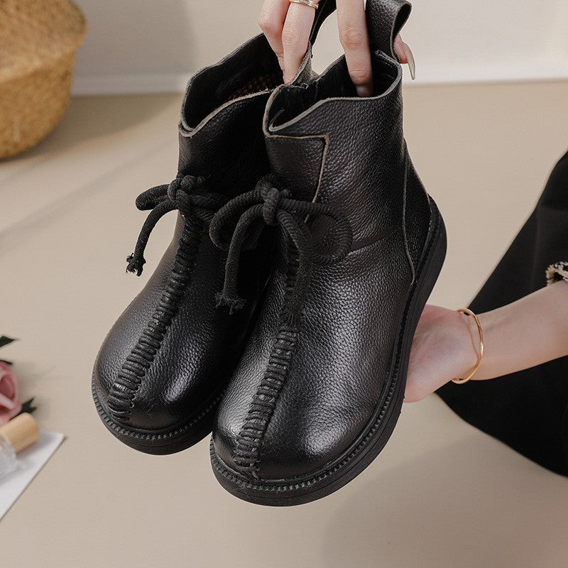 Premium Winter Cowhide Fur Boots