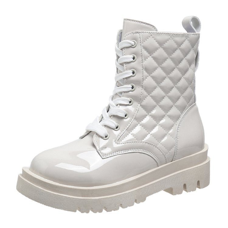 Quilted Lace-Up Combat Boots