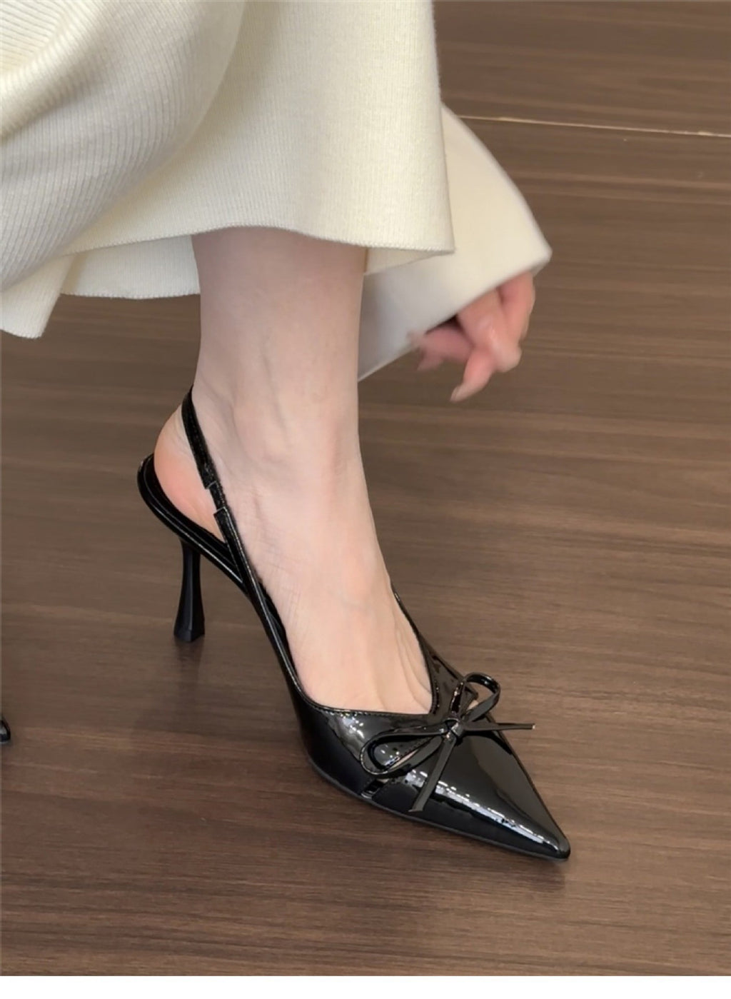 Bow-Detail Slingback Heels